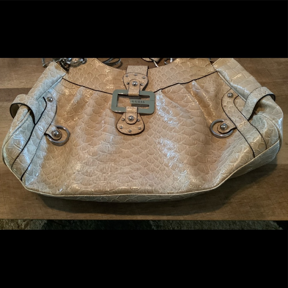 Guess Tan Satchel Handbag.